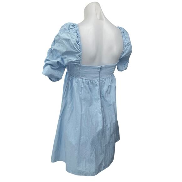 Amanda Uprichard Ariana Blue Short Puff Sleeve Mini Babydoll A-line Dress Size S - Picture 2 of 5